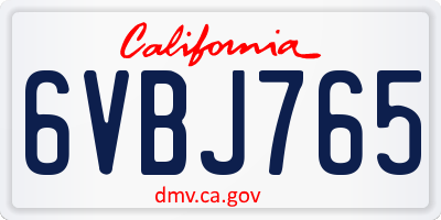 CA license plate 6VBJ765