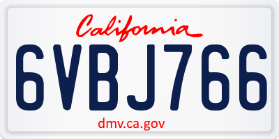 CA license plate 6VBJ766