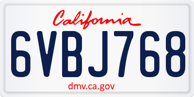 CA license plate 6VBJ768