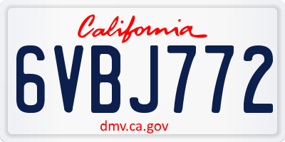 CA license plate 6VBJ772