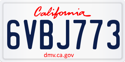 CA license plate 6VBJ773