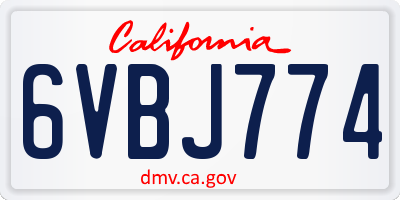 CA license plate 6VBJ774