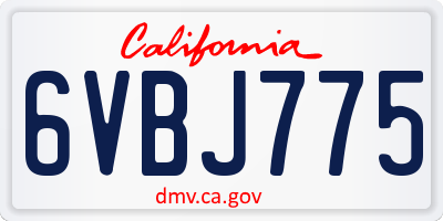 CA license plate 6VBJ775