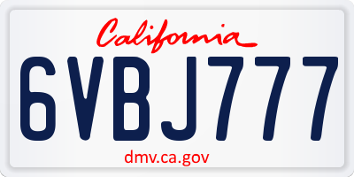 CA license plate 6VBJ777