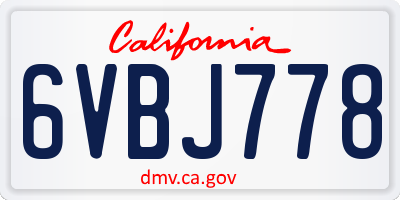 CA license plate 6VBJ778