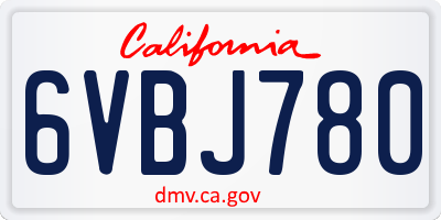 CA license plate 6VBJ780