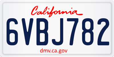 CA license plate 6VBJ782
