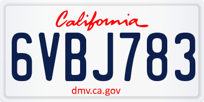 CA license plate 6VBJ783