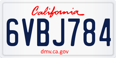 CA license plate 6VBJ784