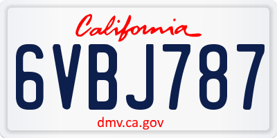 CA license plate 6VBJ787