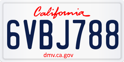 CA license plate 6VBJ788