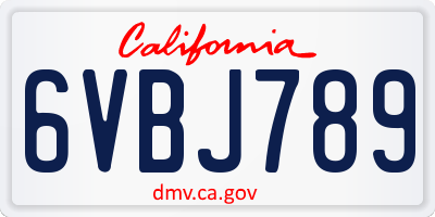 CA license plate 6VBJ789