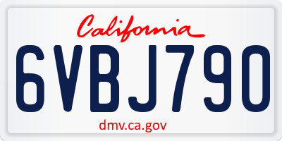 CA license plate 6VBJ790