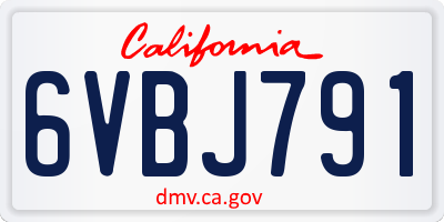 CA license plate 6VBJ791