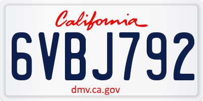 CA license plate 6VBJ792