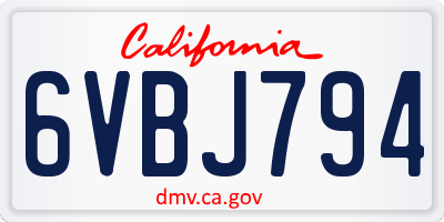 CA license plate 6VBJ794