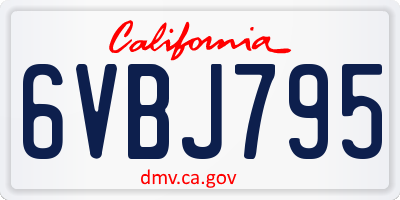 CA license plate 6VBJ795