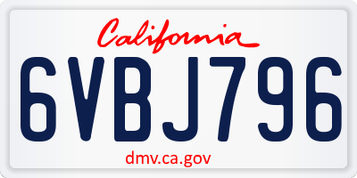 CA license plate 6VBJ796
