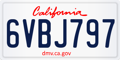 CA license plate 6VBJ797