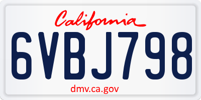 CA license plate 6VBJ798