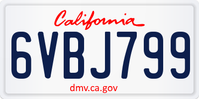 CA license plate 6VBJ799