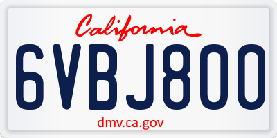 CA license plate 6VBJ800