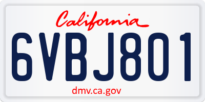CA license plate 6VBJ801