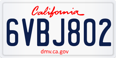 CA license plate 6VBJ802
