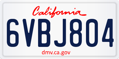 CA license plate 6VBJ804