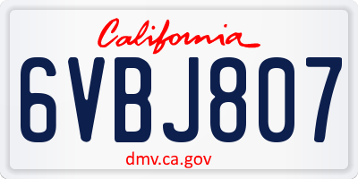 CA license plate 6VBJ807