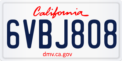CA license plate 6VBJ808