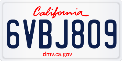 CA license plate 6VBJ809