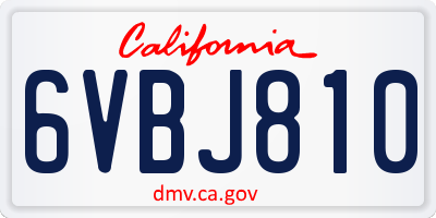 CA license plate 6VBJ810