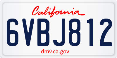 CA license plate 6VBJ812