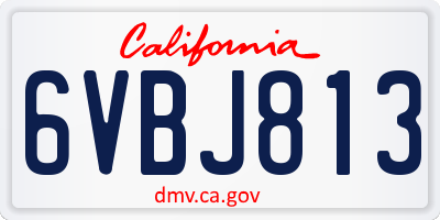 CA license plate 6VBJ813
