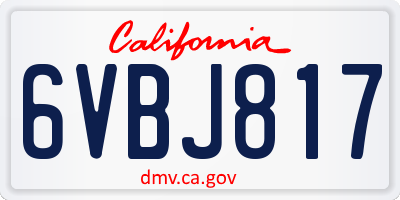 CA license plate 6VBJ817