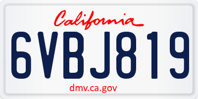 CA license plate 6VBJ819