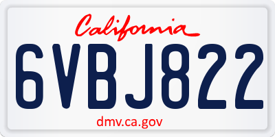 CA license plate 6VBJ822