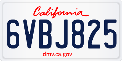 CA license plate 6VBJ825