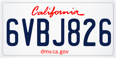 CA license plate 6VBJ826