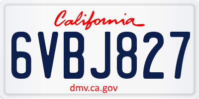 CA license plate 6VBJ827