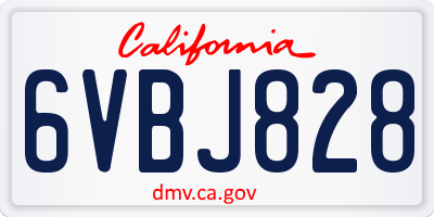CA license plate 6VBJ828