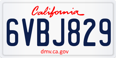 CA license plate 6VBJ829