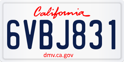 CA license plate 6VBJ831