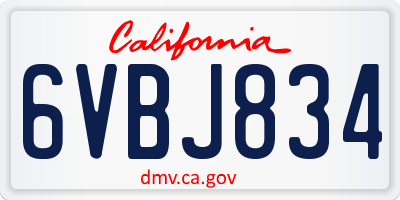 CA license plate 6VBJ834