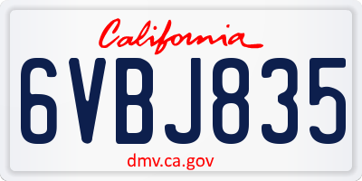 CA license plate 6VBJ835