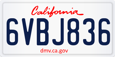 CA license plate 6VBJ836
