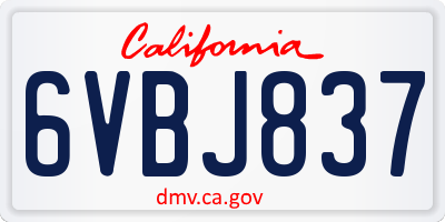 CA license plate 6VBJ837
