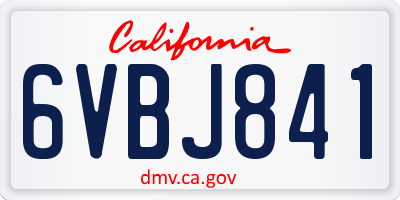 CA license plate 6VBJ841