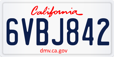 CA license plate 6VBJ842